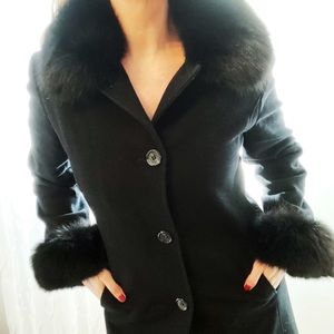 ❄️Ellen Tracey Real Fur and Cashmere Blend Coat.